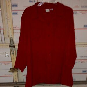 Studio C Size 26/28 Vibrant Red Button-Down Shirt (SKU N199)